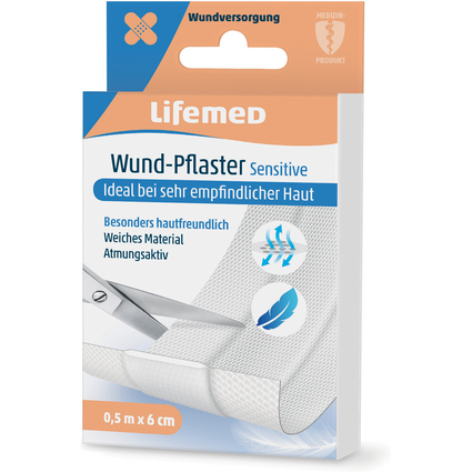 Lifemed Wund-Pflaster "Sensitive", wei, 500 mm x 60 mm