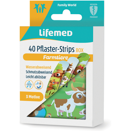 Lifemed Kinder-Pflaster-Strips "Farmtiere", 40er Metallbox