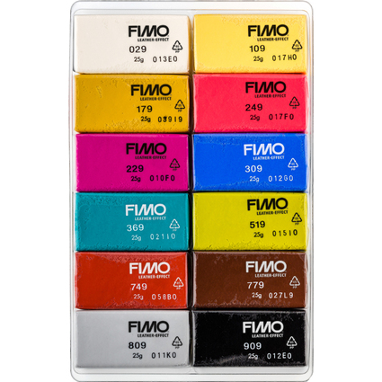 FIMO EFFECT LEATHER Modelliermasse-Set, 12er Set