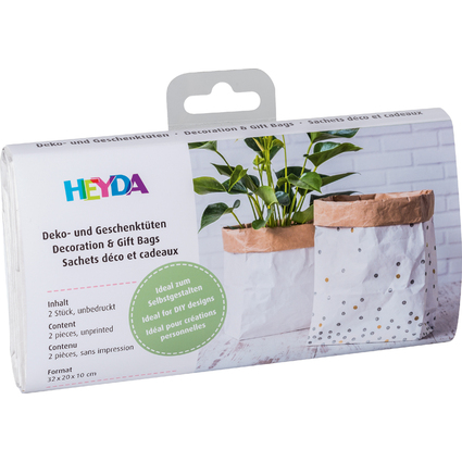 HEYDA Papier Dekobeutel/Geschenktte, wei / natur, klein