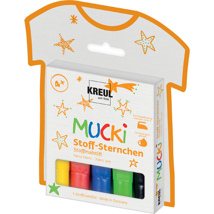 KREUL Stoff-Sternchen Stoffmalstift "MUCKI", 5er-Set