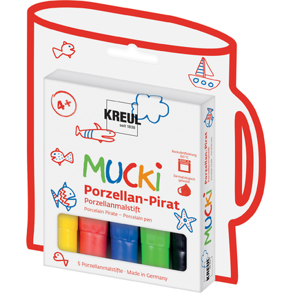 KREUL Porzellan-Pirat Porzellanmalstift "MUCKI", 5er-Set