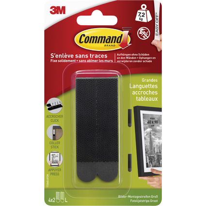 3M Command Bilder-Montagestreifen Strips, Gre: L, schwarz