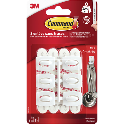 3M Command Mini-Haken, Kunststoff, Gre: S, wei, 6er Pack