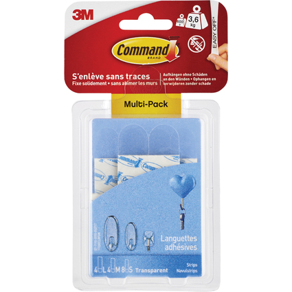 3M Command Nachfllpackung Strips, transparent, sortiert