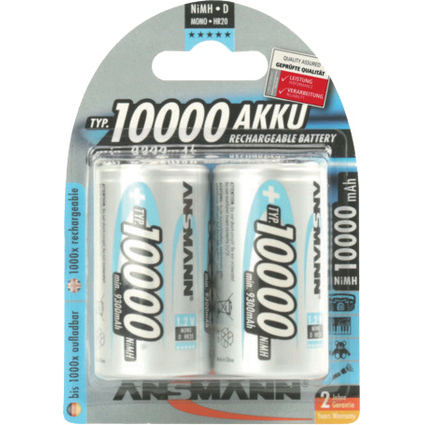 ANSMANN maxE NiMH Akku, Mono D, 2er Blister, 10.000 mAh