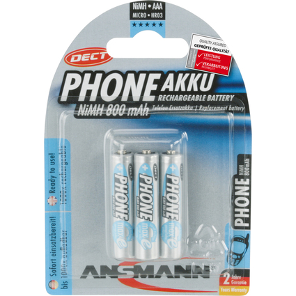 ANSMANN maxE NiMH Akku, Micro AAA, 800 mAh, 3er Blister