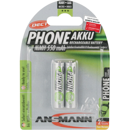 ANSMANN maxE NiMH Akku, Micro AAA, 550 mAh, 2er Blister