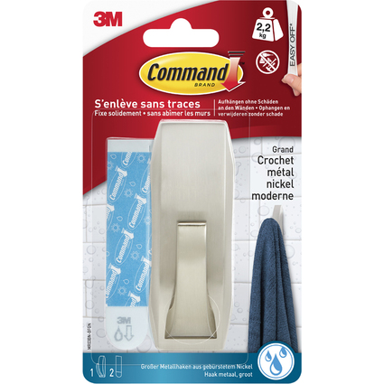 3M Command Metall-Badhaken "Modern", Gre: L, silber