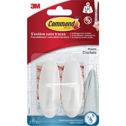 3M Command Bad-Designhaken, Kunststoff, Gre: M, wei