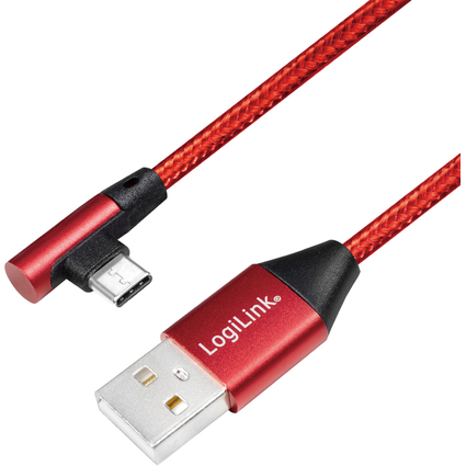 LogiLink USB 2.0 Kabel, USB-A - USB-C Stecker, 0,3 m, rot