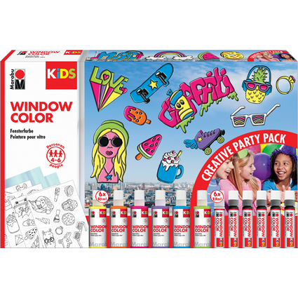 Marabu KiDS Window Color-Set "Party Pack", 6 x 80 ml