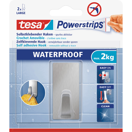 tesa Powerstrips Haken WATERPROOF Large Metall, rechteckig