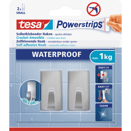 tesa Powerstrips Haken WATERPROOF Small Metall, rechteckig