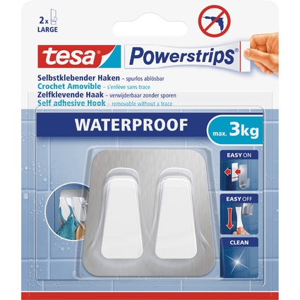 tesa Powerstrips Duo-Haken WATERPROOF Metall/Plastik