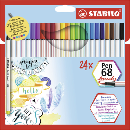 STABILO Pinselstift Pen 68 brush, 24er Karton-Etui