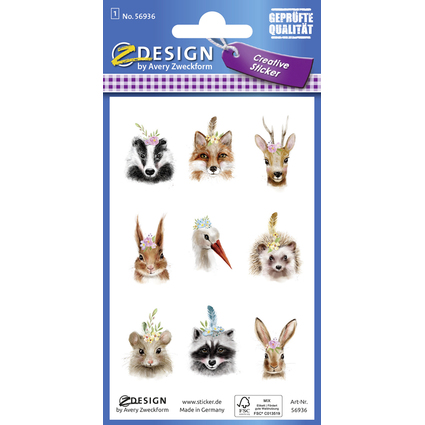 AVERY Zweckform ZDesign Oster-Sticker "Boho-Tiere"