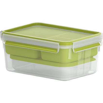 emsa XL Lunchbox CLIP & GO, 2,3 Liter, transparent / grn