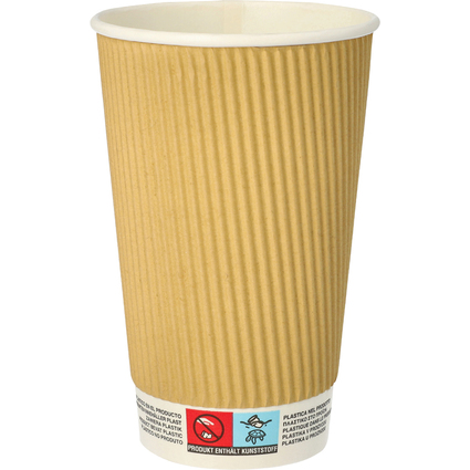 PAPSTAR Papp-Trinkbecher "pure" Ripple Wall, 0,4 l, beige