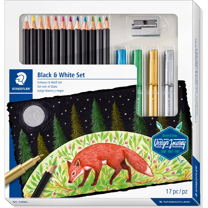 STAEDTLER Zeichenset Black & White Design Journey, 17-teilig