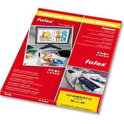 FOLEX Color-Laserfolie, DIN A4, selbstklebend, transparent