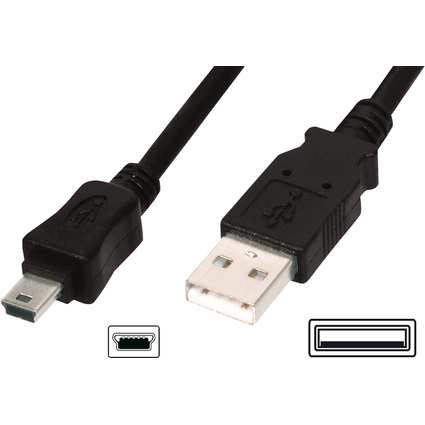 DIGITUS USB 2.0 Anschlusskabel, USB-A - Mini USB-B, 3,0 m