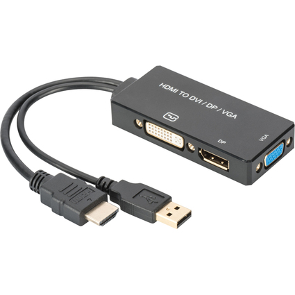 DIGITUS HDMI 3in1 Konverterkabel, HDMI - DP+DVI+VGA, 0,2 m