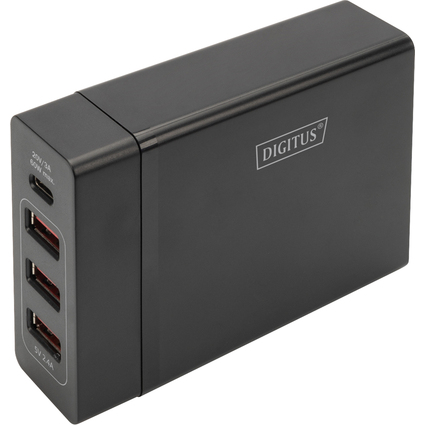 DIGITUS Universal USB Lade-Adapter, 4-Port, schwarz