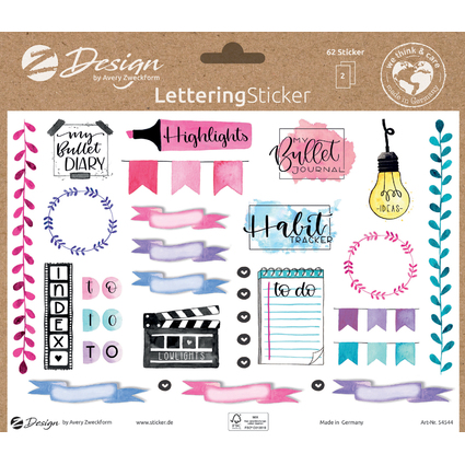 AVERY Zweckform ZDesign Trend Sticker LETTERING Frame+Titel