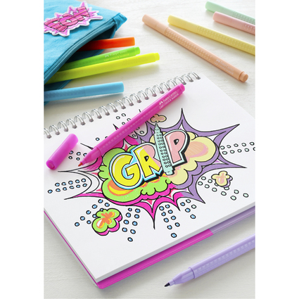 FABER-CASTELL Fasermaler GRIP Neon + Pastell, 10er Etui