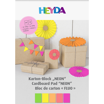 HEYDA Neonpapier-Block, DIN A4, 10 Blatt, neonfarben