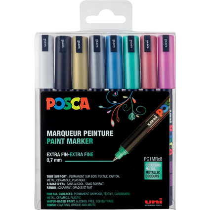 POSCA Pigmentmarker PC-1MR, 8er Box, farbig sortiert