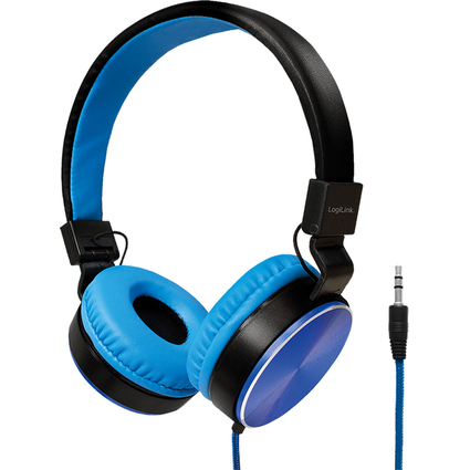 LogiLink Stereo Headset, faltbar, schwarz/blau