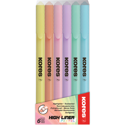 Kores Textmarker-Pen "High Liner Pastell", 6er Etui