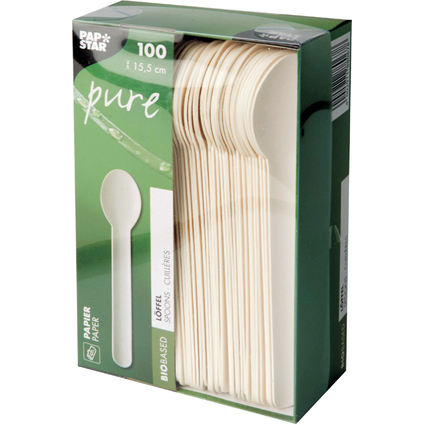 PAPSTAR Papier-Lffel "pure", Lnge: 155 mm, wei, 100er