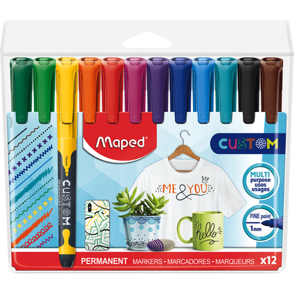 Maped Permanent-Marker CUSTOM, 12er Kunststoffetui