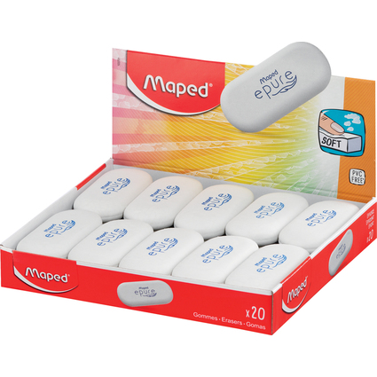 Maped Kunststoff-Radierer Epure, oval, wei, 20er Display