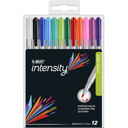 BIC Fasermaler Medium Intensity, 12er Etui, farbig sortiert