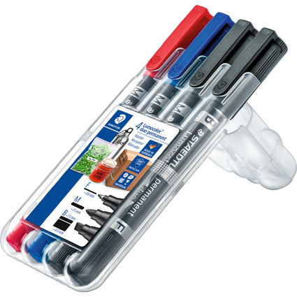 STAEDTLER Lumocolor Permanent-Marker duo, 4er Etui