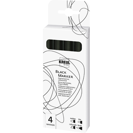 KREUL Black Marker, schwarz, 4er Set