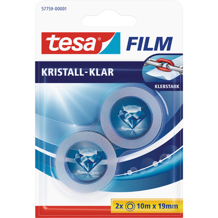 tesa Film kristall-klar, 2 Rollen, Blister, 19 mm x 10 m