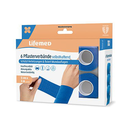 Lifemed Pflasterverband, selbsthaftend, blau, 6er