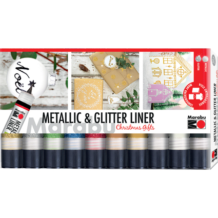 Marabu Metallic- & Glitter-Liner Set "Christmas Gifts"