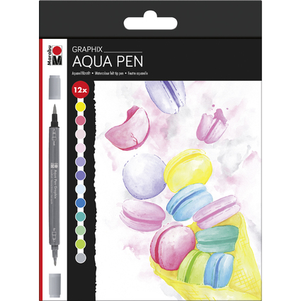 Marabu Pinselstift Aqua Pen Graphix ICE ICE BABY, 12er Etui