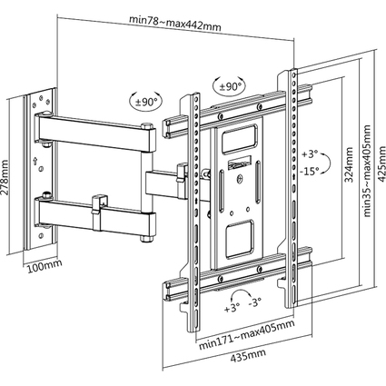 LogiLink TV-Wandhalterung Full Motion, fr 81,28 - 177,80 cm