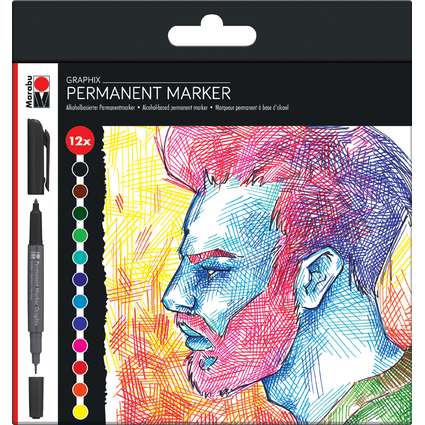 Marabu Permanent-Marker Graphix "SIGNIFICANT", 12er Etui