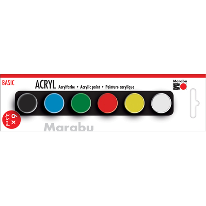 Marabu Acrylfarben-Set "BASIC", 6 x 3,5 ml