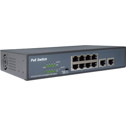 DIGITUS PoE Fast Ethernet Switch, 8 Port + 2 Port Uplink