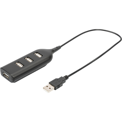 DIGITUS USB 2.0 Hub, 4-Port, Kabellnge: 300 mm, schwarz