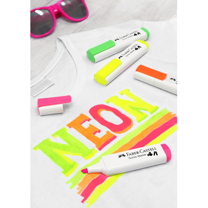 FABER-CASTELL Textilmarker, Neonfarben, 4er Blister